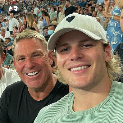 Steven Baker, Shane Warne and his son Jackson Warne.