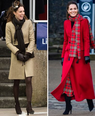 Kate Middleton's first official engagement in Trearddur Bay, Anglesey in February 2011 (left) Duchess of Cambridge visits Cardiff Castle in December 2020 (right)