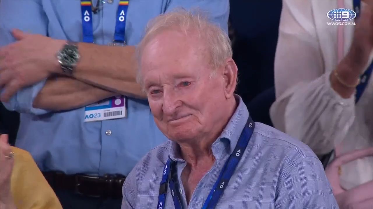 Rod Laver's emotional response to touching Stefanos Tsitsipas tribute after epic fourth round win