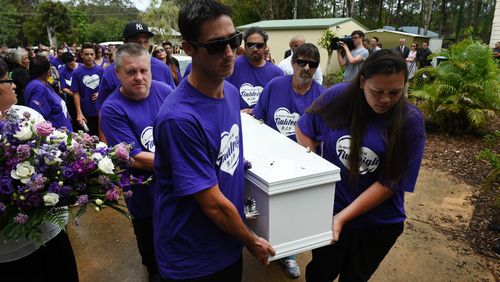 Rick Thorburn (left) was a pallbearer at Tiahleigh's funeral. Picture: AAP
