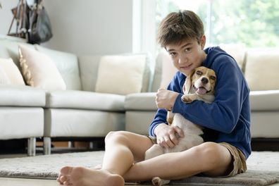 Boy with a beagle