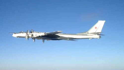 A Russian Tu-95 Bear long rang bomber aircraft. 