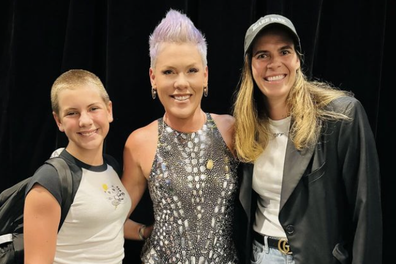 Pink, daughter Willow and Matildas goalkeeper Lydia Williams.