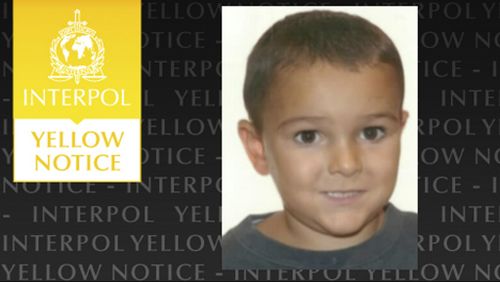 The Yellow Notice issued by the international police force Interpol, asking for help to locate the missing five-year old boy Ashya King, who is believed to be in France. (AP Photo/Interpol)