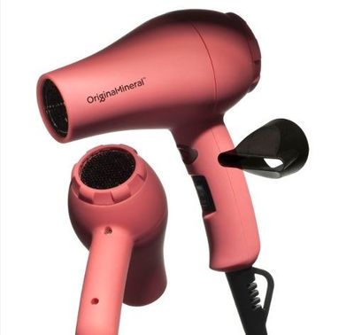 <a href="https://www.adorebeauty.com.au/o-m-original-mineral/o-m-pink-mini-travel-hair-dryers.html" target="_blank">Original Mineral Mini Hairdryer, $49.95.<br>
</a>