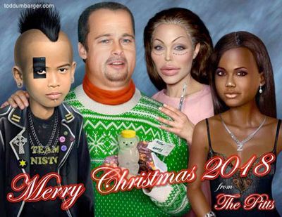 Could this be the Jolie-Pitt's future Christmas card? Looks like they're missing a few dozen kids!