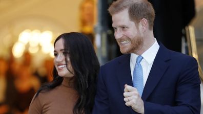 In this Tuesday Jan. 7, 2020 file photo Britain's Prince Harry and Meghan, Duchess of Sussex leave after visiting Canada House in London after their recent stay in Canada