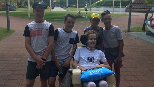 Louie's mates have been by his side throughout his recovery. (Supplied)