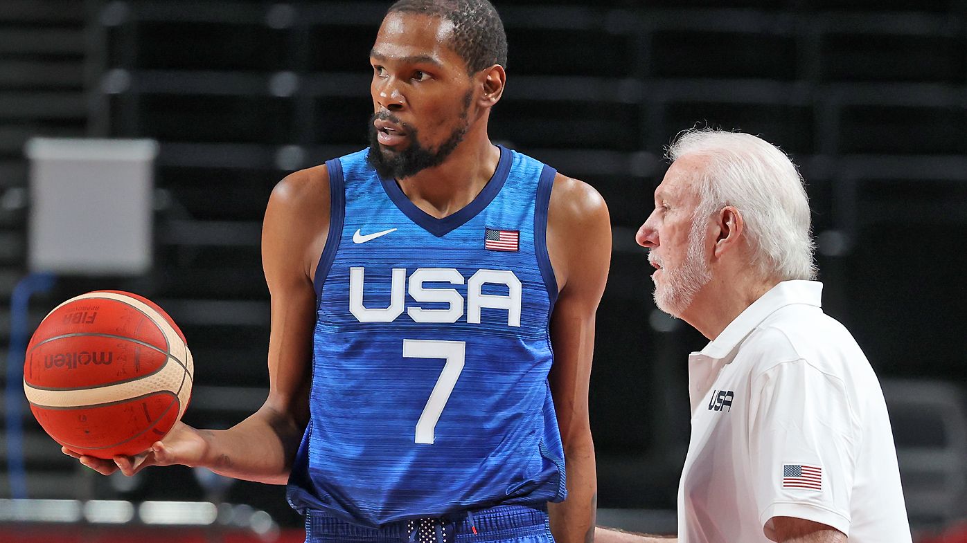 Coach of USA Gregg Popovich, Kevin Durant 