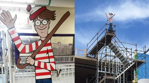 Construction worker stages real life 'Where's Wally?' game for hospital kids