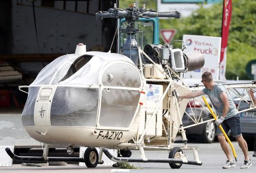 A burnt out helicopter used in Redoine Faid's escape.