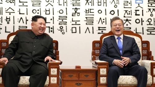 The North Korean leader did not mention his nuclear capabilities during a live broadcast of the peace talks. (AAP)