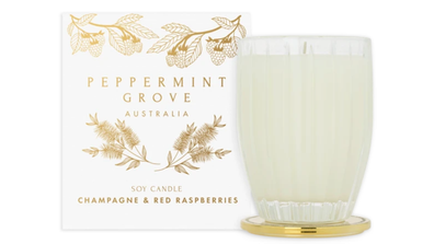 Peppermint grove Australia Champagne & Red Raspberries Large Candle 