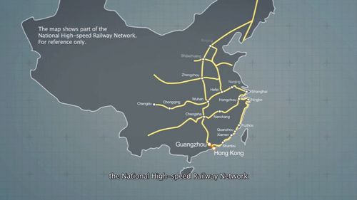 The new rail system is expected to cut travel times between Hong Kong and China. Image: 9News