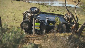 One man is dead and two others are seriously injured after an SUV crashed and rolled off the South Gippsland Highway at Tooradin, south of Melbourne.