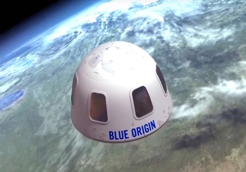 An illustration provided by Blue Origin shows the capsule that the company aims to take tourists into space.