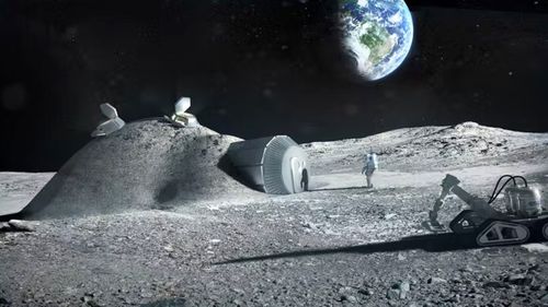 A rendering from the European Space Agency depicting future settlements on the moon.