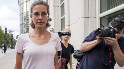 Clare Bronfman leaves federal court in the Brooklyn borough of New York (AAP)