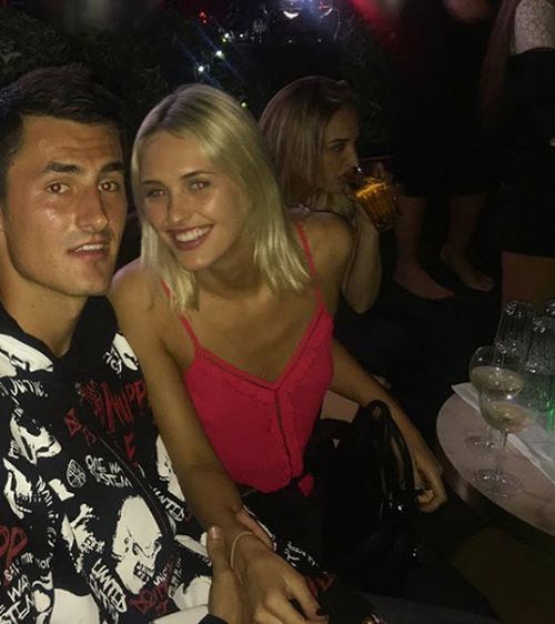 Bernard Tomic, pictured here in 2016 with ex-girlfriend Emma Blake-Hahnell, has previously come under fire for nights out in nightclubs on the Gold Coast and in Melbourne (Instagram).