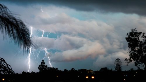 Lightning strike caught on camera from Grange. (Supplied, Dean Hanson)