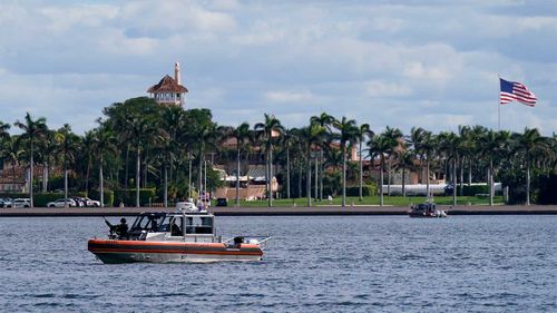 A security boat patrols near Mar-a-Lago Florida Resort.