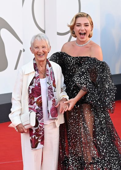 Florence Pugh and her grandmother  Pat attend the Don't Worry Darling red carpet at the Venice International Film Festival on September 5.