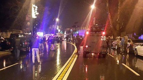 The scene outside the Istanbul nightclub where the attack occurred.