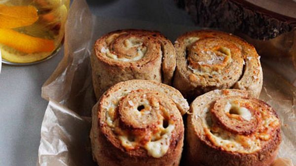 Cheese, onion and chive scrolls