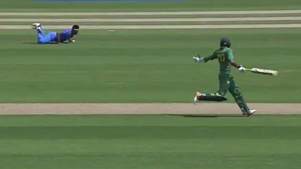 Azhar Ali is run out in comical fashion.