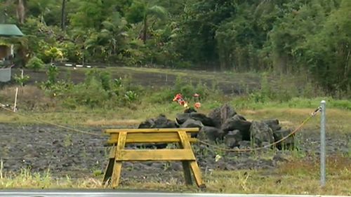 People are also leaving gifts for the volcano goddess Pele, including flowers. (9NEWS)