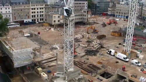 The construction of the new London Bloomberg building has meant the archaeological site needed to be moved (9NEWS)