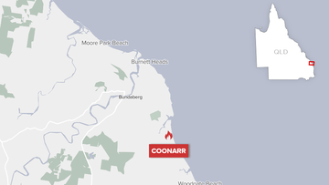 A map of Coonarr, where an evacuation warning was issued for a bushfire.