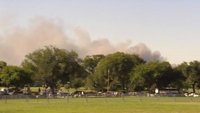 Smoke from the explosion at the Pentagon when a hijacked passenger jet slammed into the US defence headquarters.