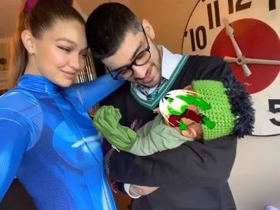 Gigi Hadid, first photo, newborn daughter, Instagram, Halloween 2020, boyfriend Zayn Malik, family photo