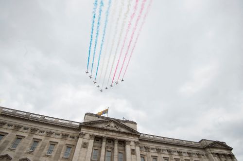 "I remember the Battle of Britain being fought in the skies above us and we shall never forget the courage and sacrifice of that time,” the Queen said. Picture: AAP