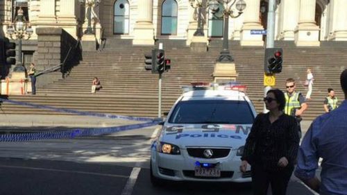 Police outside state parliament. (Supplied)