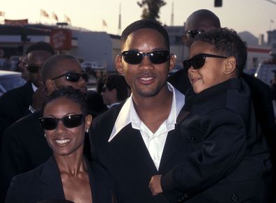 HOLLYWOOD - JUNE 25:   Actress Jada Pinkett, actor Will Smith and son Trey Smith attend the "Men in Black" Hollywood Premiere on June 25, 1997 at Pacific's Cinerama Dome in Hollywood, California. (photo by Ron Galella, Ltd./Ron Galella Collection via Getty Images)