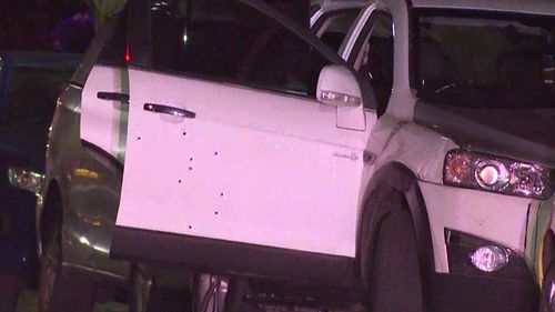 The man's Holden Captiva was hit with several bullets.