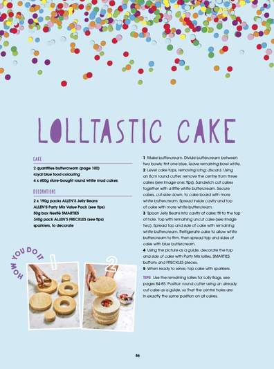 Allen's and AWW Lolltastic Cake recipe from Allen's Party Cake Cookbook