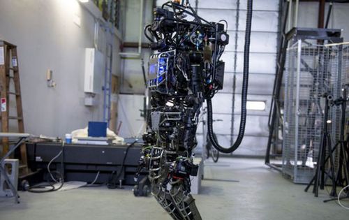 The capabilities of the Boston Dynamics funded Atlas robot are demonstrated during the Massachusetts Institute of Technology's Computer Science and Artificial Intelligence Laboratory's Demo Day in 2013. (Getty)