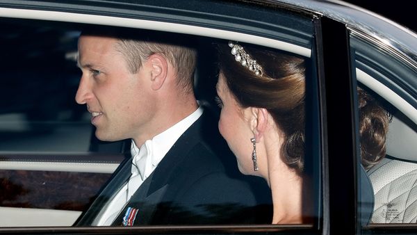 The Duke and Duchess of Cambridge arrive for a banquet for Donald Trump's State Visit.
