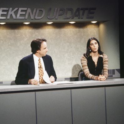 Kevin Nealon, Sarah Silverman during a Saturday Night Live skit in 1993.