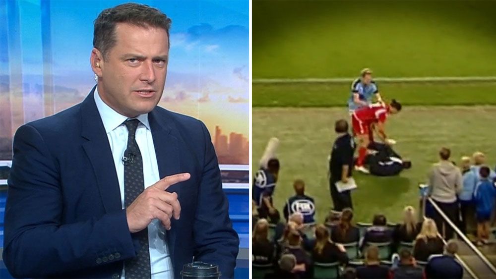 Today show host Karl Stefanovic calls for lengthy ban for Adelaide United's Michael Marrone over ball boy push