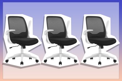 9PR: KERDOM Office Chair, Ergonomic Desk Chair, Breathable Mesh Computer Chair, Comfy Swivel Task Chair with Flip-up Armrests and Adjustable Height (KD933-C-White)