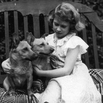 Princess Elizabeth and her corgis pictured in 1936