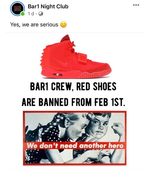 Perth nightclub bans red shoes