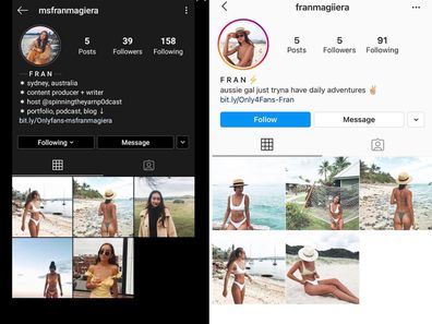 Influencer slams fake profile