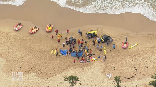 The view of the beach after the boating accident at Bulli in 2021.