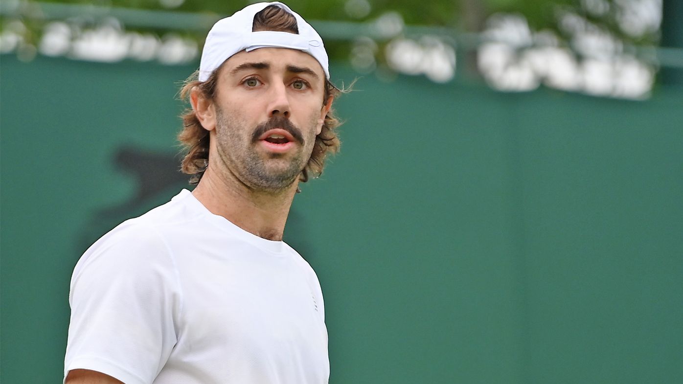 Jordan Thompson of Australia plays a forehand in his Men&#x27;s Singles First Round match against Casper Ruud