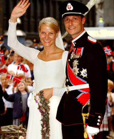 Prince Haakon and Princess Mette-Marit on their wedding day, 2001.